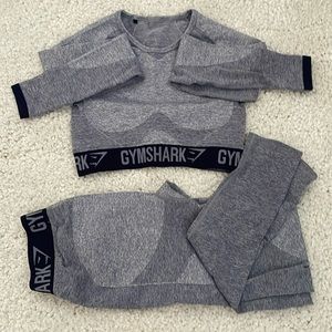 Blue&grey gymshark workout set for women (cropped top and leggings)